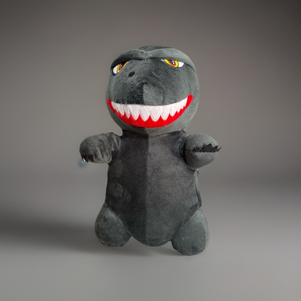 Black Dinosaur Stuffed Animal Plush Toy Kaiju Style Washable Small 12in NEW